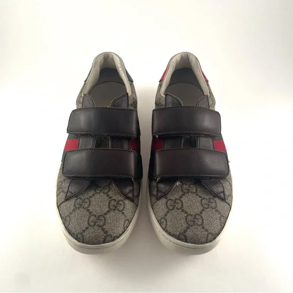 Gucci Kids Unisex Supreme Line Sherry Line Velcro Ace Sneakers Size 34 - Picture 2 of 13